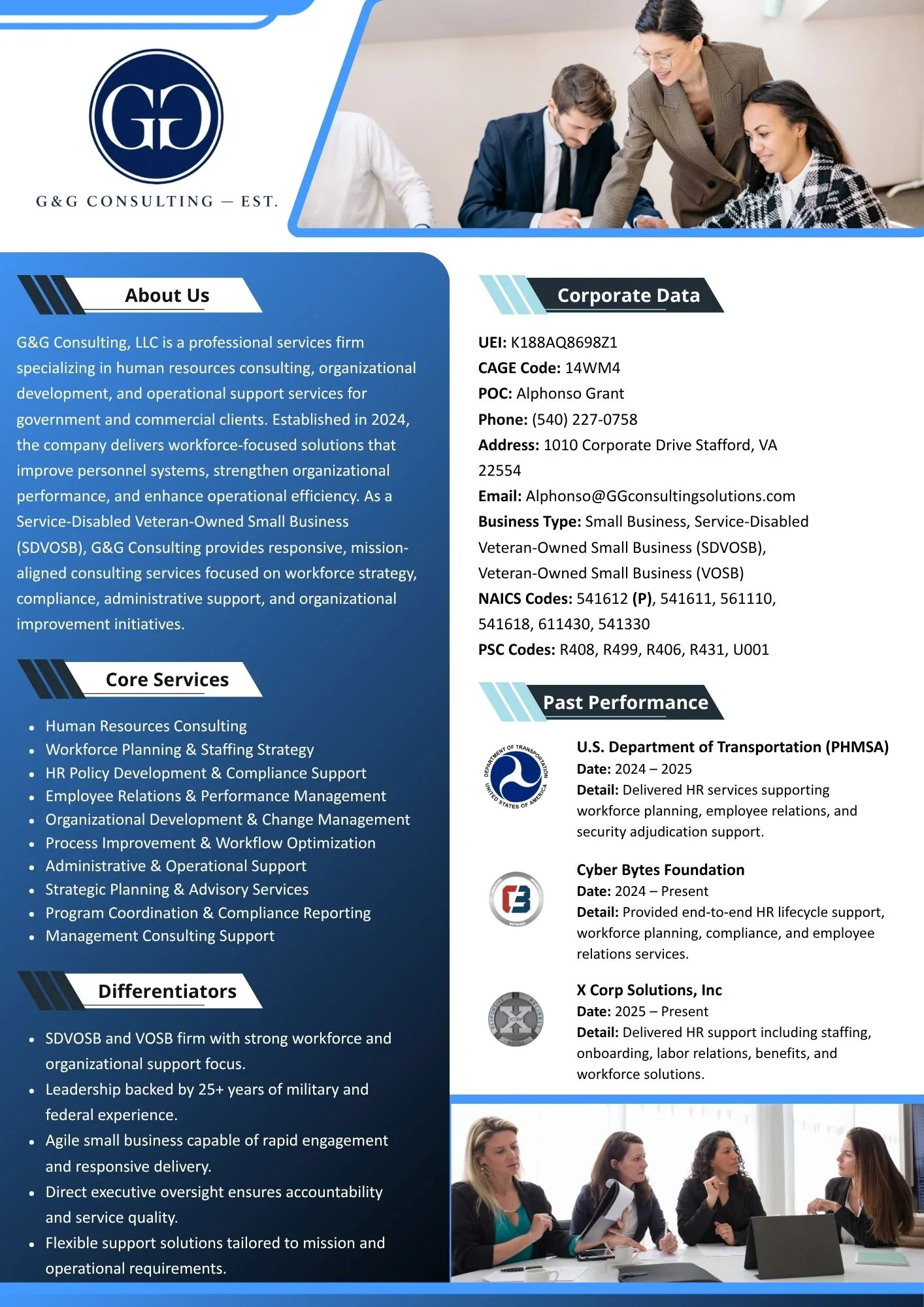 G&G Consulting capability statement, page one